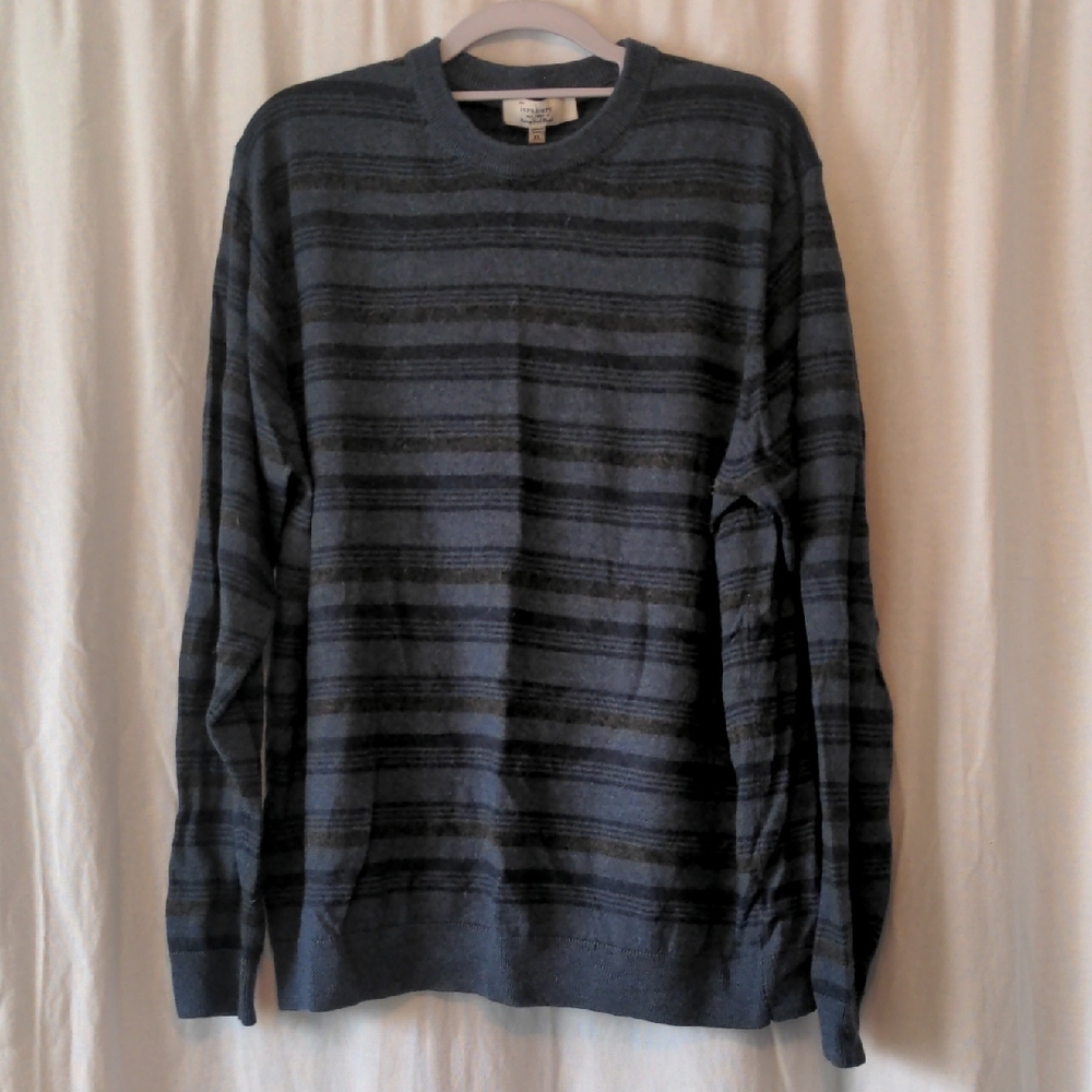 Men's Striped Sweater - Blue and Grey